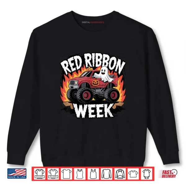 Kids Red Ribbon Week Awareness Monster Truck Shirt 1 Sweatshirt Kids Red Ribbon Week Awareness Monster Truck Shirt