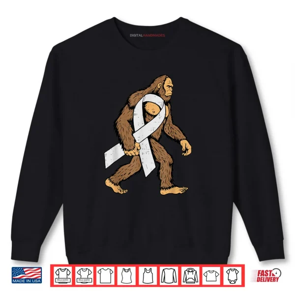 Lung Cancer Awareness Bigfoot White Ribbon Support Shirt 1 Sweatshirt Lung Cancer Awareness Bigfoot White Ribbon Support Shirt