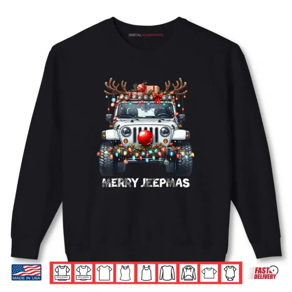 Sweatshirt Merry Jeepmas Ugly Light Reindeer Christmas Shirt 1