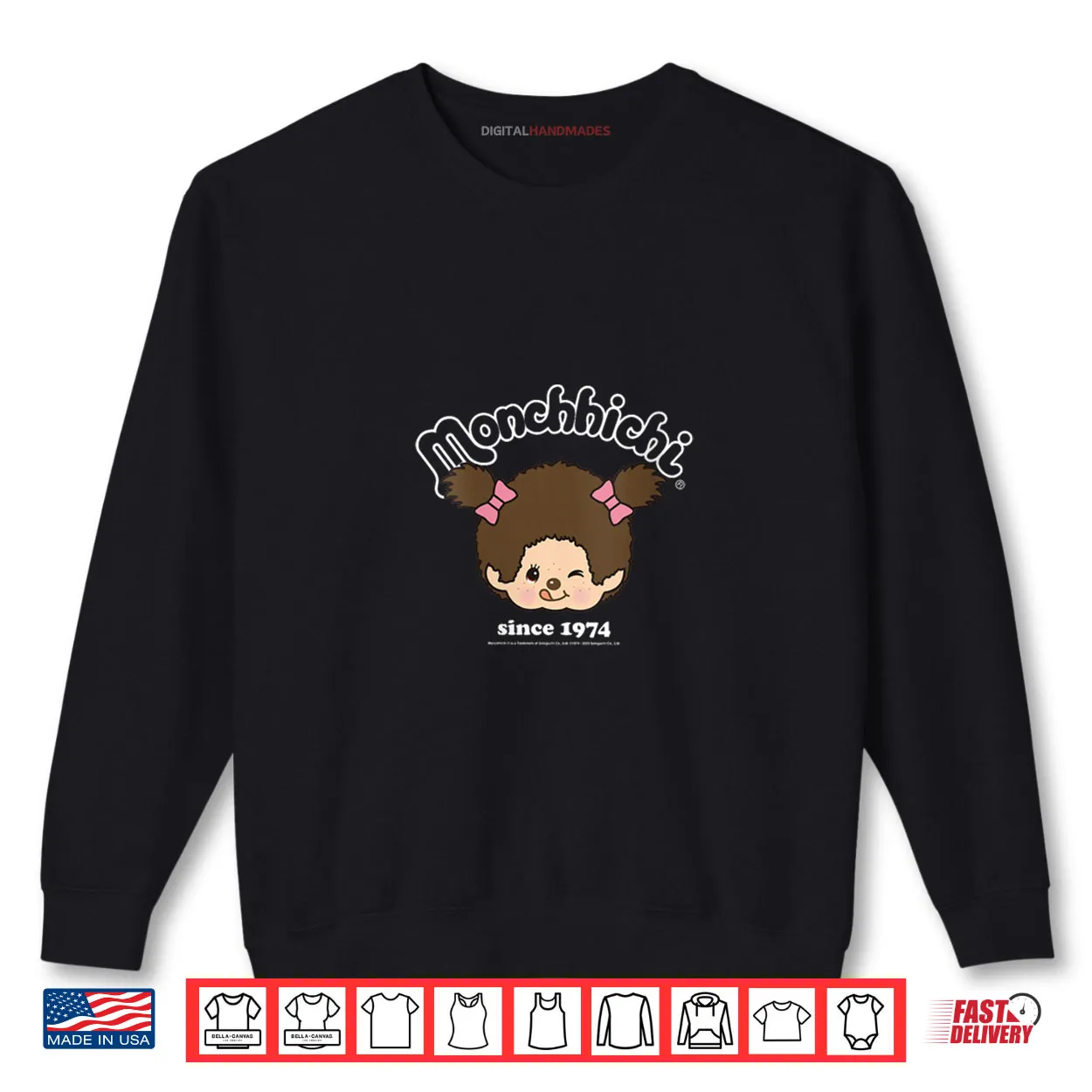 Monchhichi Since 1974 Happy Little Fluffy Girl Shirt Monchhichi Since 1974 Happy Little Fluffy Girl Shirt