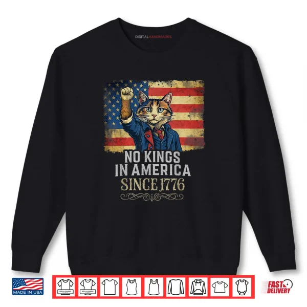 Sweatshirt No Kings 1776 Revolutionary War Cat Shirt