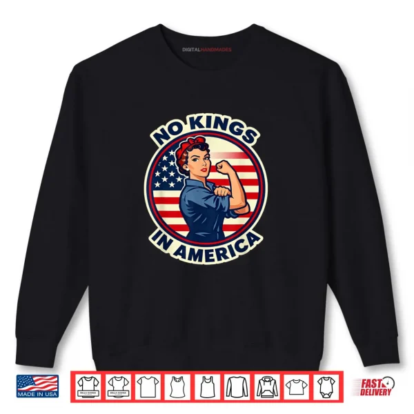 Sweatshirt No Kings in America Vintage USA Flag Shirt