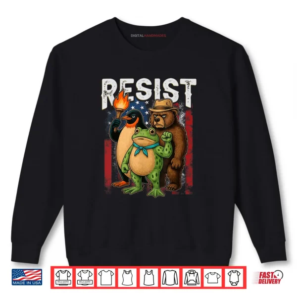 Sweatshirt Penguin Frog Bear Resist Protest Against Tariffs Shirt