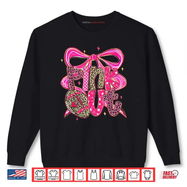 Sweatshirt Pink Out Breast Cancer Football Coquette Bow Shirt
