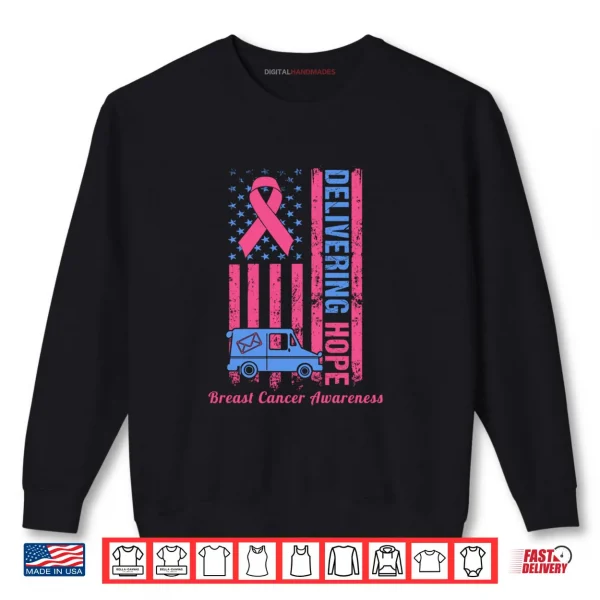 Sweatshirt Postal Worker Breast Cancer Awareness US Flag Shirt