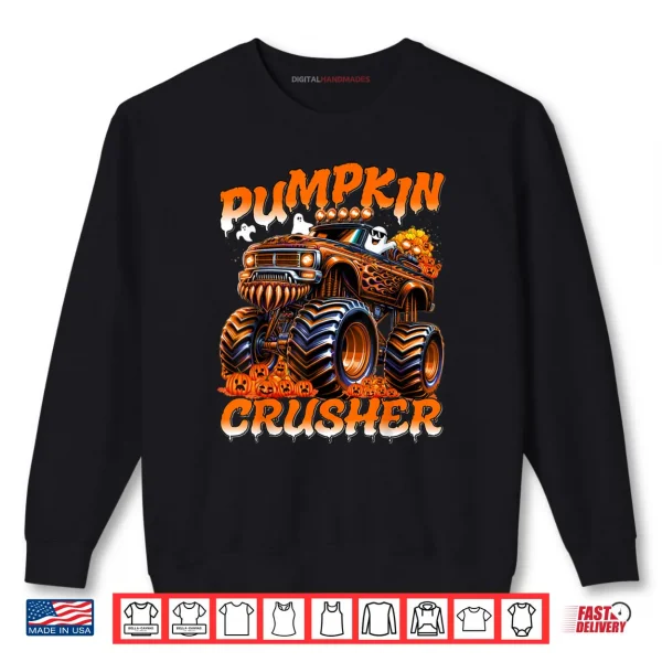 Sweatshirt Pumpkin Crusher Monster Truck Ghosts Halloween Shirt