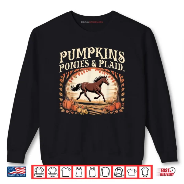 Sweatshirt Pumpkins Ponies Plaid Retro Shirt