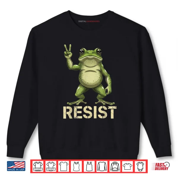 Sweatshirt Realistic Frog Resist Protest Peace Sign Funny Activism Shirt