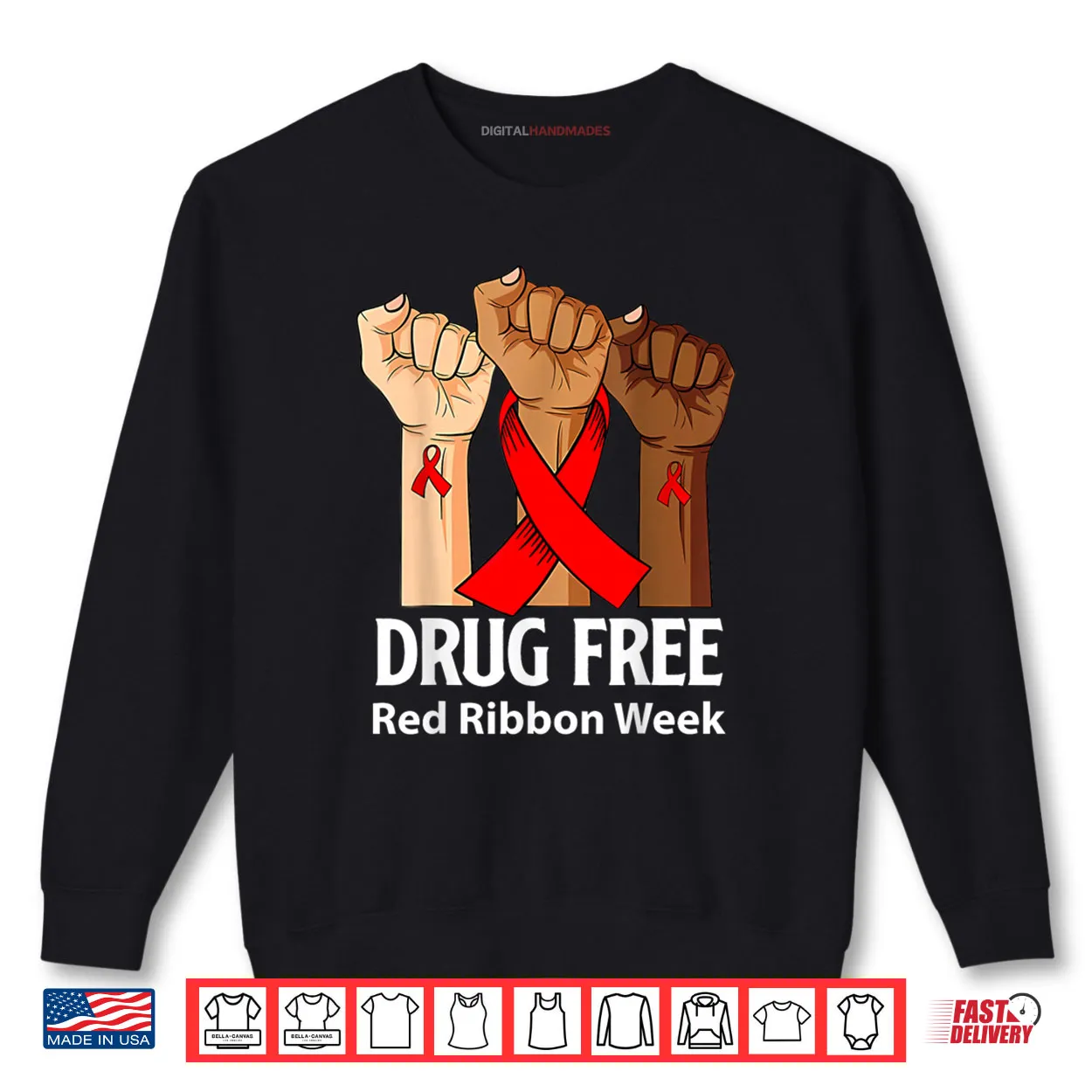Red Ribbon Week Say No to Drugs Hands Drug Free Anti Drug Shirt Red Ribbon Week Say No to Drugs Hands Drug Free Anti Drug Shirt