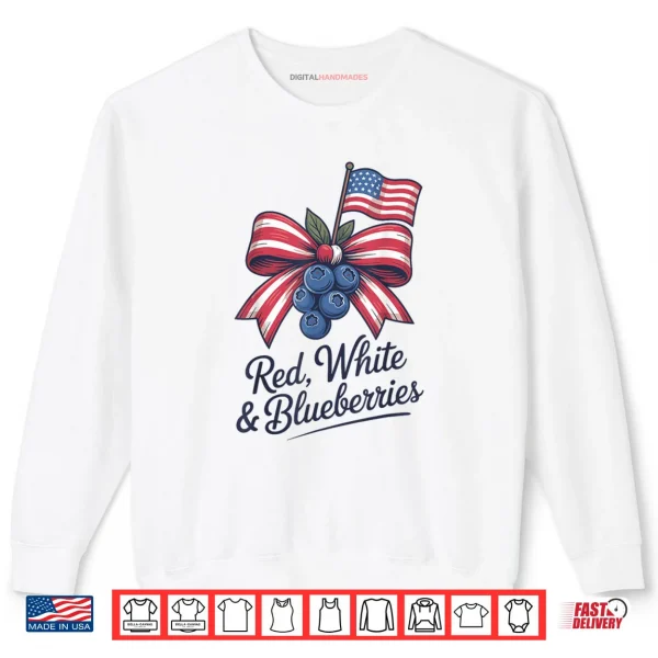 Sweatshirt Red White and Blueberries Shirt