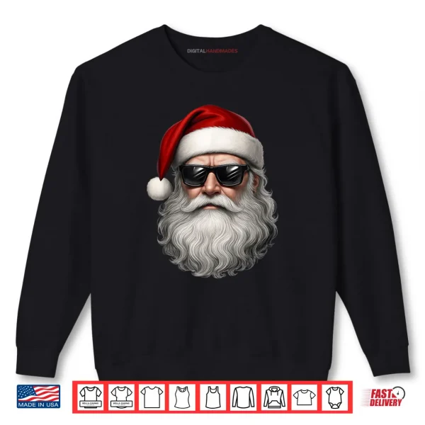 Sweatshirt Santa Face Retro Sunglasses Funny Christmas Pajama Shirt