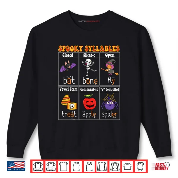 Spooky Syllables Teacher Funny Halloween Shirt 1 Sweatshirt Spooky Syllables Teacher Funny Halloween Shirt