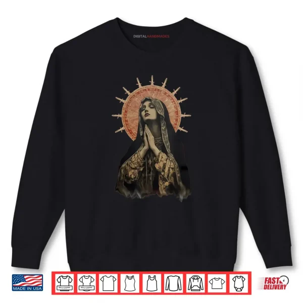 Stained Glass Madonna Prayer Faith Shirt 1 Sweatshirt Stained Glass Madonna Prayer Faith Shirt