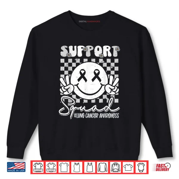 Support Lung Cancer Awareness Smile White Ribbon Shirt 1 Sweatshirt Support Lung Cancer Awareness Smile White Ribbon Shirt