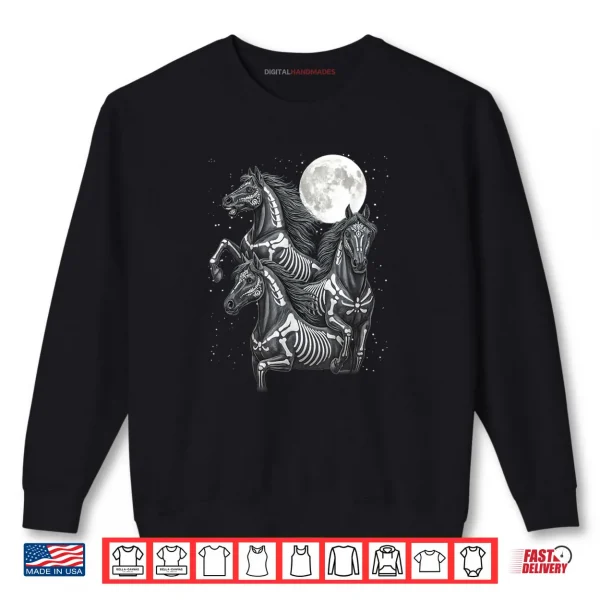 Sweatshirt Three Horse Moon Dia de Los Muertos Skeleton Horse Shirt