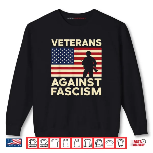 Sweatshirt Veterans Against Fascism Vintage US Army Patriotic Soldier Shirt