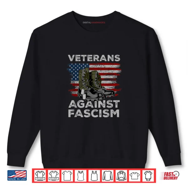 Sweatshirt Veterans Against Fascism Vintage US Flag Combat Boots Army Shirt