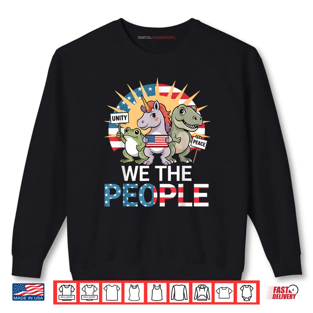 We The People Funny Patriotic US Flag Unicorn Dinosaur Frog Shirt We The People Funny Patriotic US Flag Unicorn Dinosaur Frog Shirt
