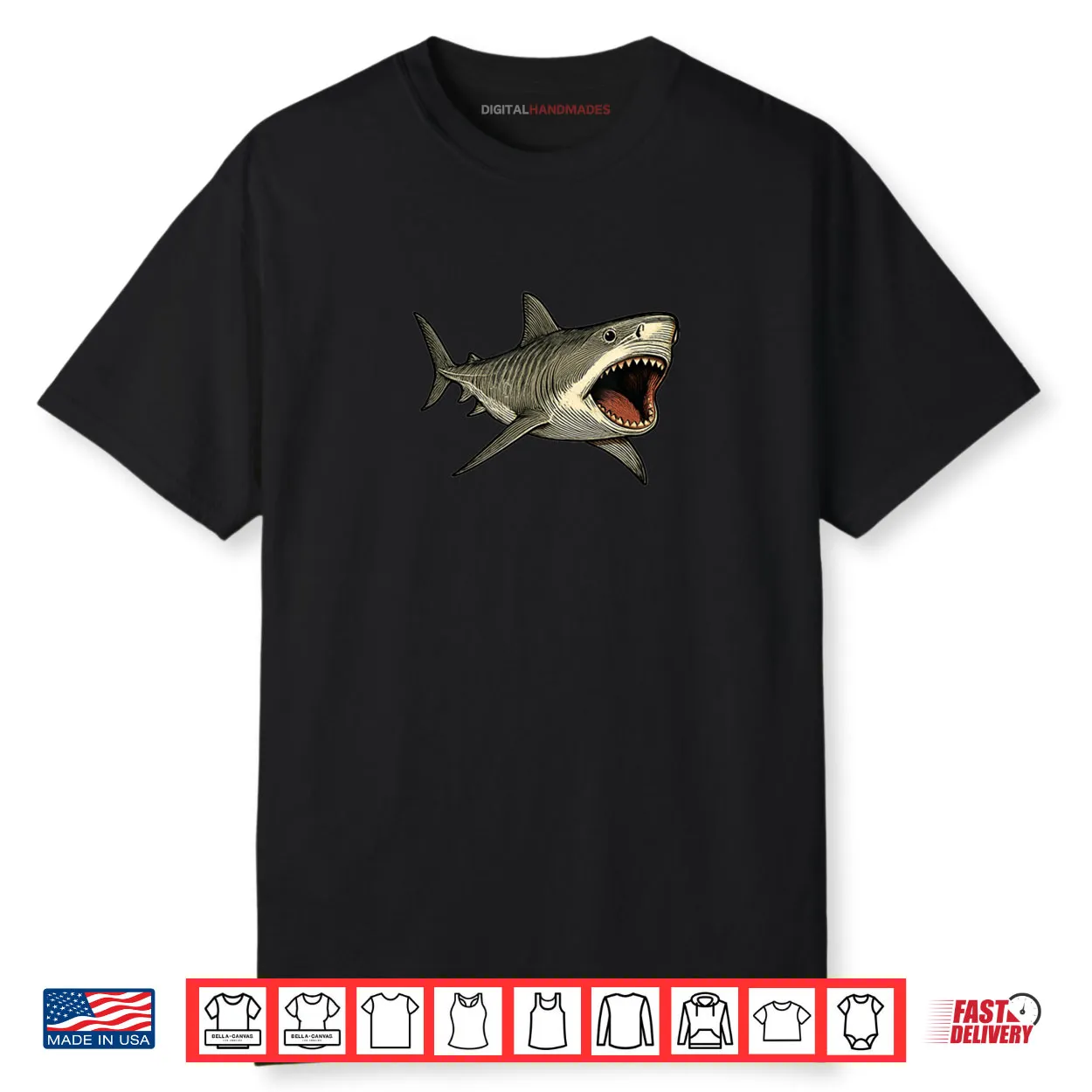 Tiger Shark with Open Mouth Ocean Shirt Tiger Shark with Open Mouth Ocean Shirt