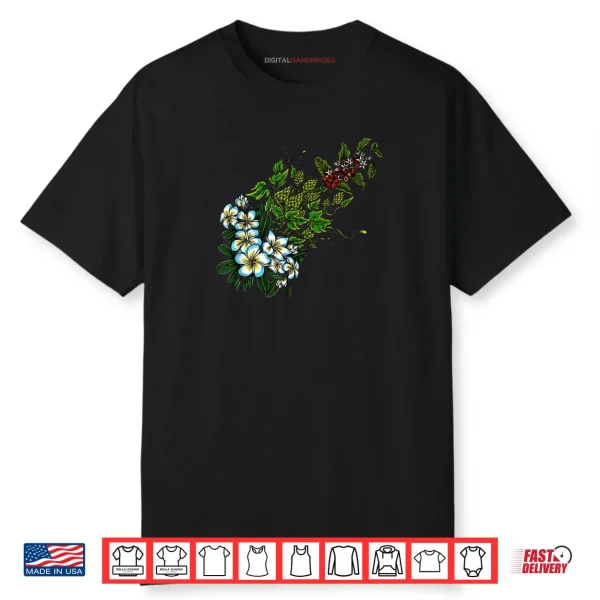 Tropical Plumeria Blossoms Green Hops Coffee Cherries Shirt