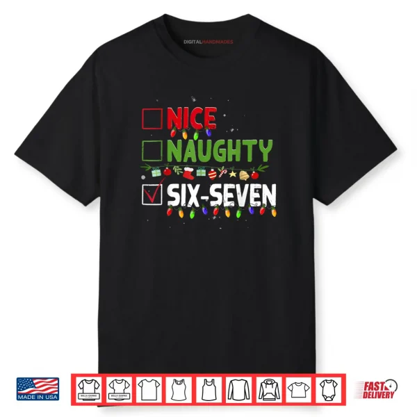 6 7 Meme Nice Naughty Six Seven 67 Funny Christmas Pajama Shirt