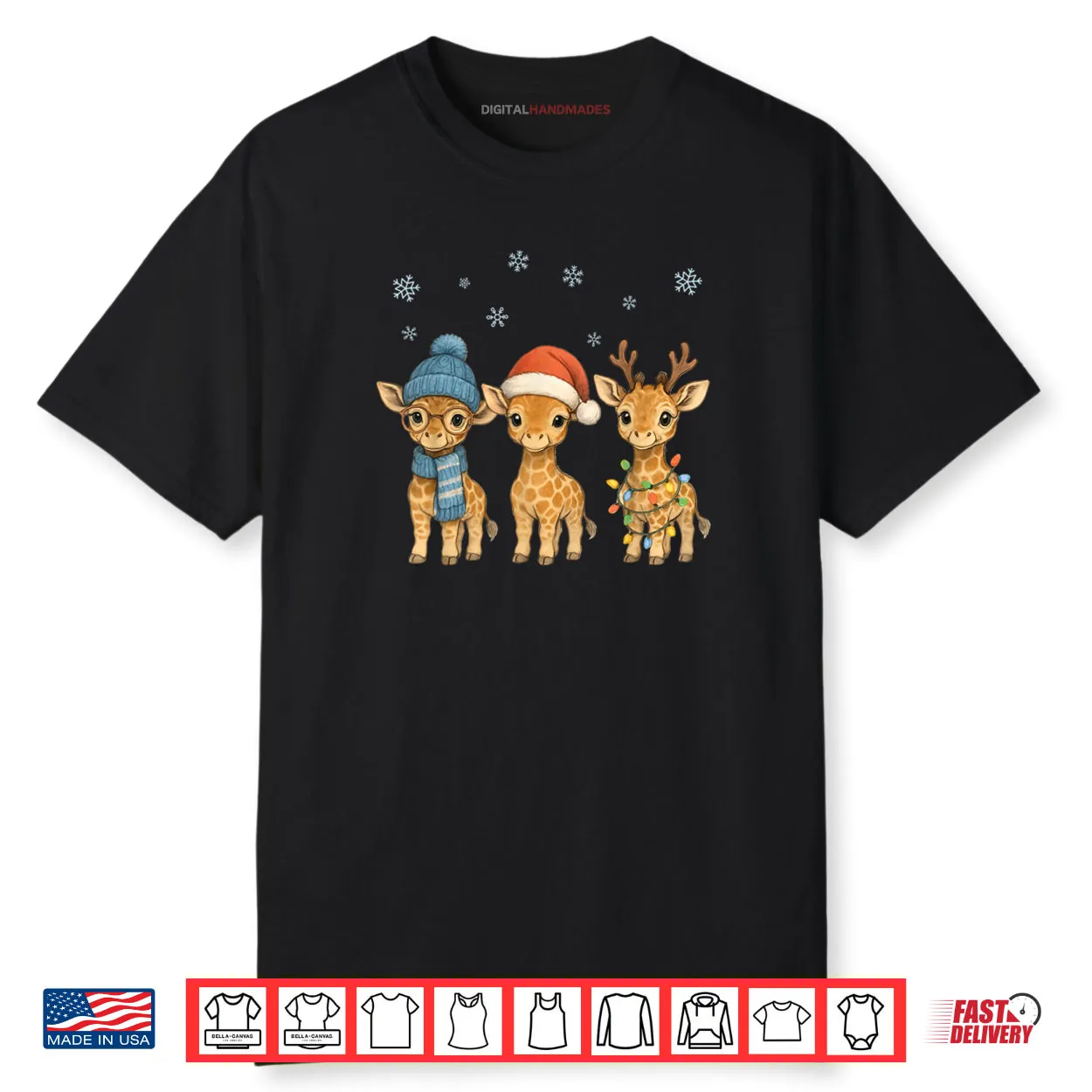 Baby Giraffe Christmas Lights Santa Hat Reindeer Shirt Baby Giraffe Christmas Lights Santa Hat Reindeer Shirt