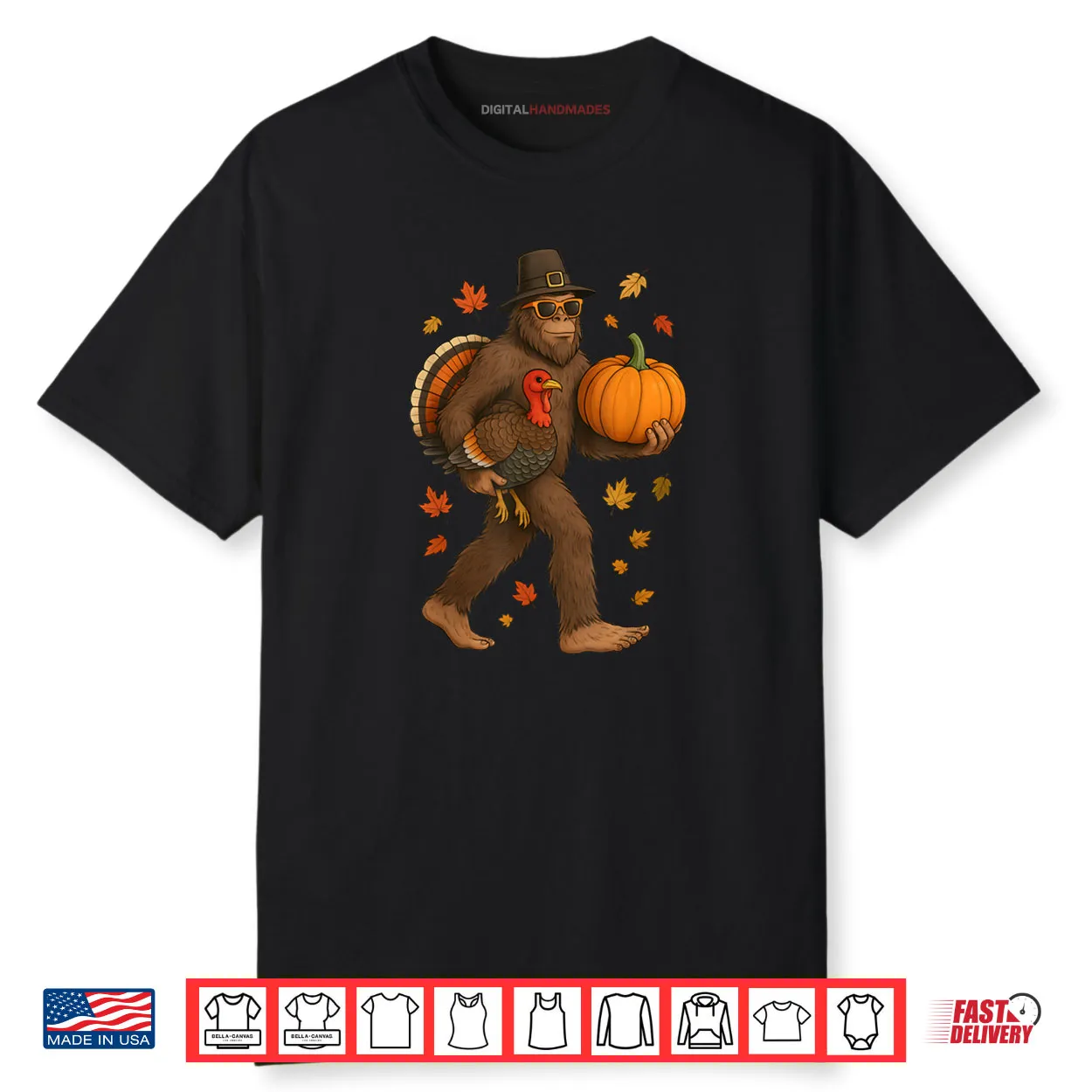 Bigfoot Pilgrim Turkey Pumpkin Thanksgiving Day Shirt Bigfoot Pilgrim Turkey Pumpkin Thanksgiving Day Shirt