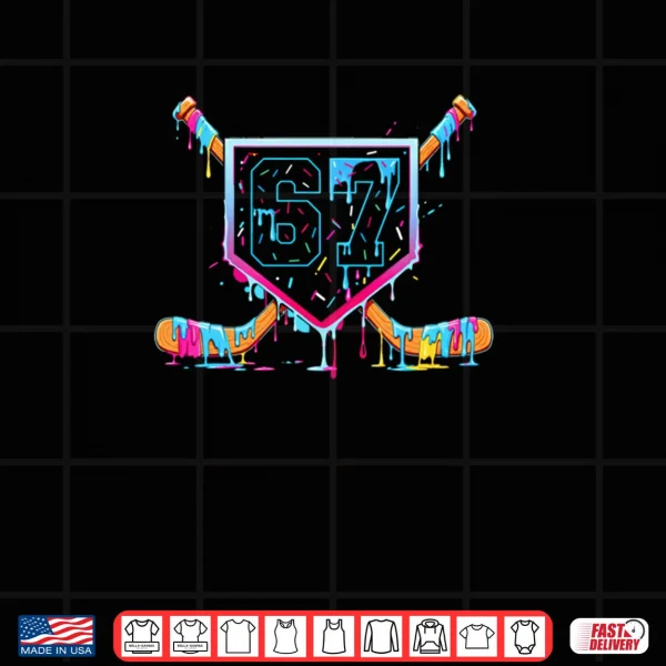 Design 67 hockey Drip Number Funny Meme Style boys Graphics Shirt