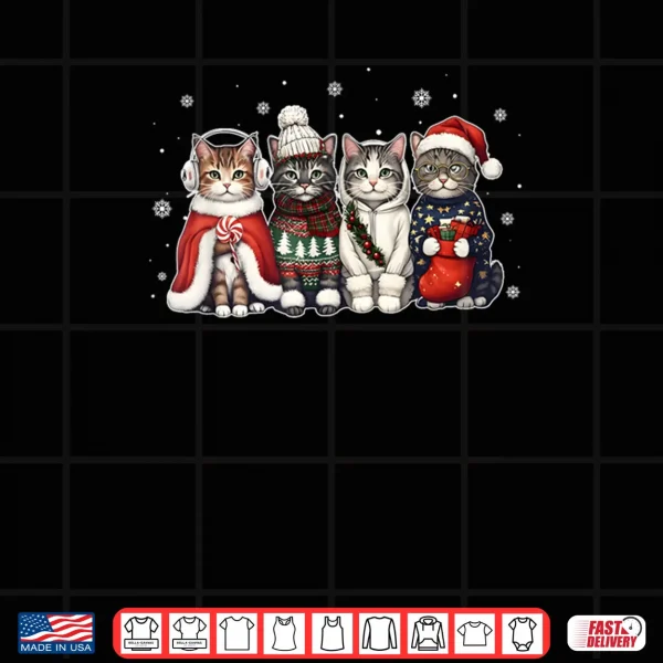 Cat Christmas Light Reindeer Santa Christmas Cat Lover Xmas Shirt 4 Design Cat Christmas Light Reindeer Santa Christmas Cat Lover Xmas Shirt