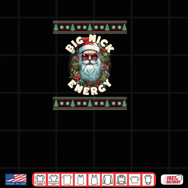 Design Cool Santa Big Nick Energy Ugly Christmas Retro Design Pullover Shirt