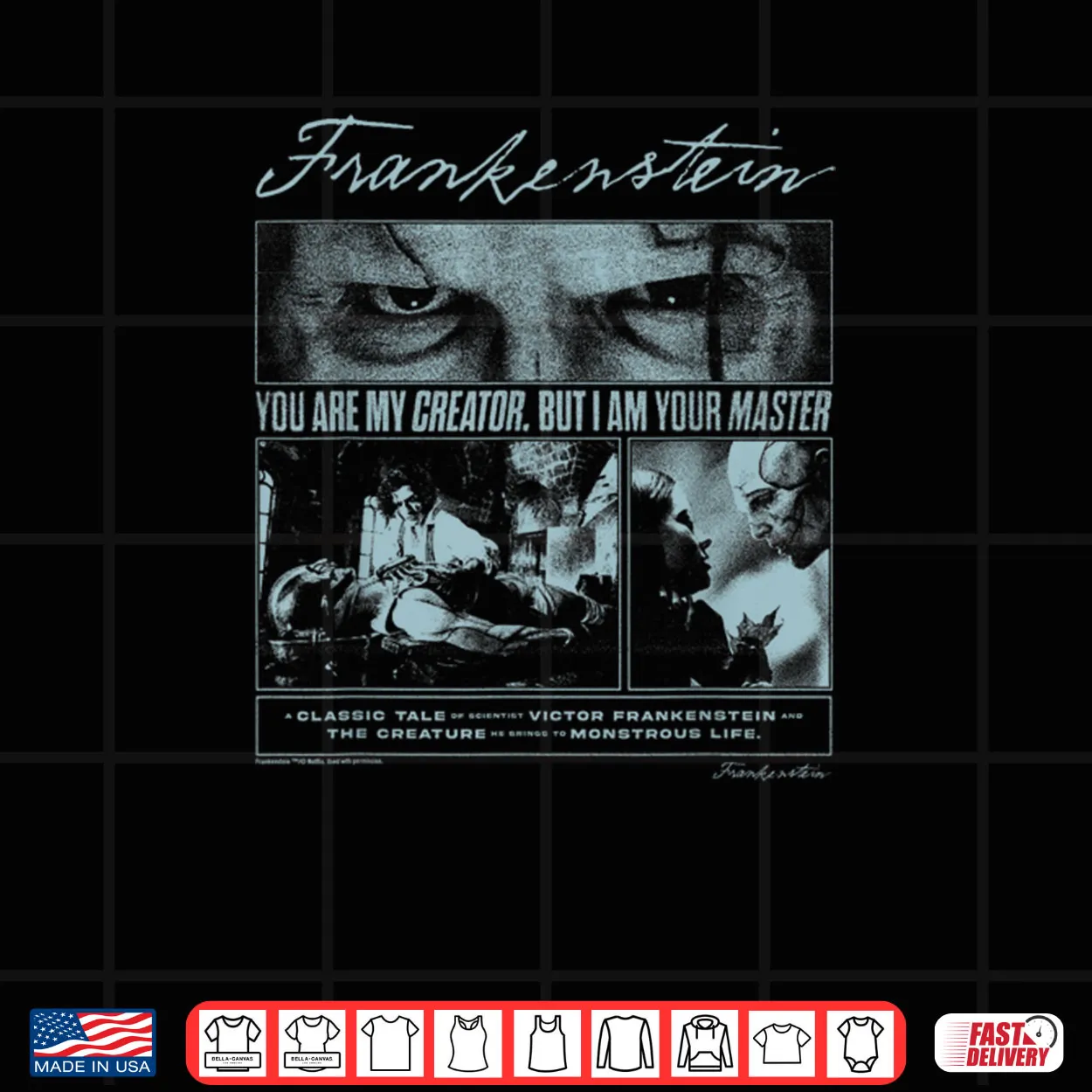 Frankenstein Poster Graphic Officially Licensed Shirt Frankenstein Poster Graphic Officially Licensed Shirt