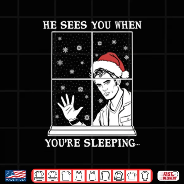 Design He Sees You When Youre Sleeping Christmas Shirt 1
