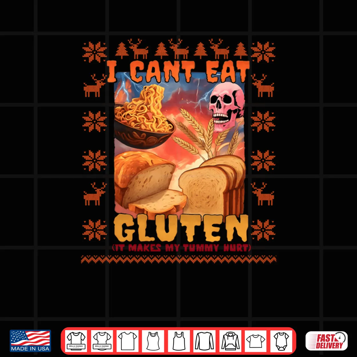 I Can’t Eat Gluten Meme Christmas Ugly Style Shirt I Can’t Eat Gluten Meme Christmas Ugly Style Shirt
