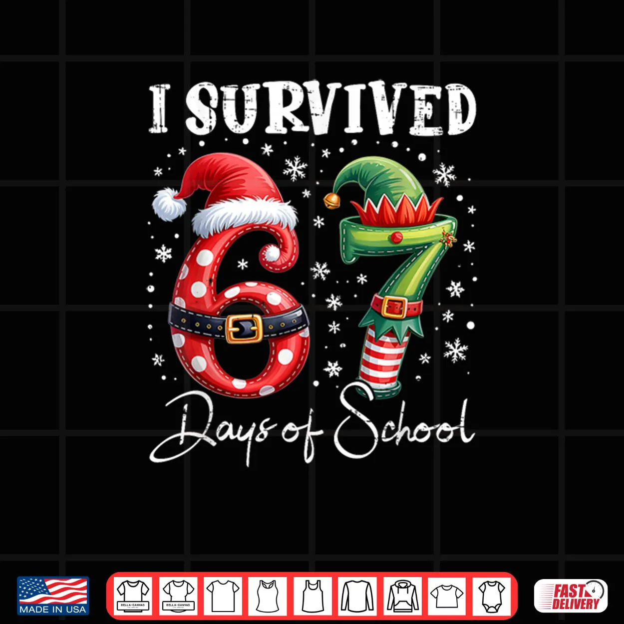 I Survived 67 Days of School Christmas Candy Cane Six Seven Shirt I Survived 67 Days of School Christmas Candy Cane Six Seven Shirt