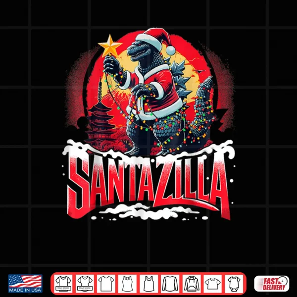 Kaiju Christmas Santazilla Japanese Monster Dinosaur Shirt 4 Design Kaiju Christmas Santazilla Japanese Monster Dinosaur Shirt