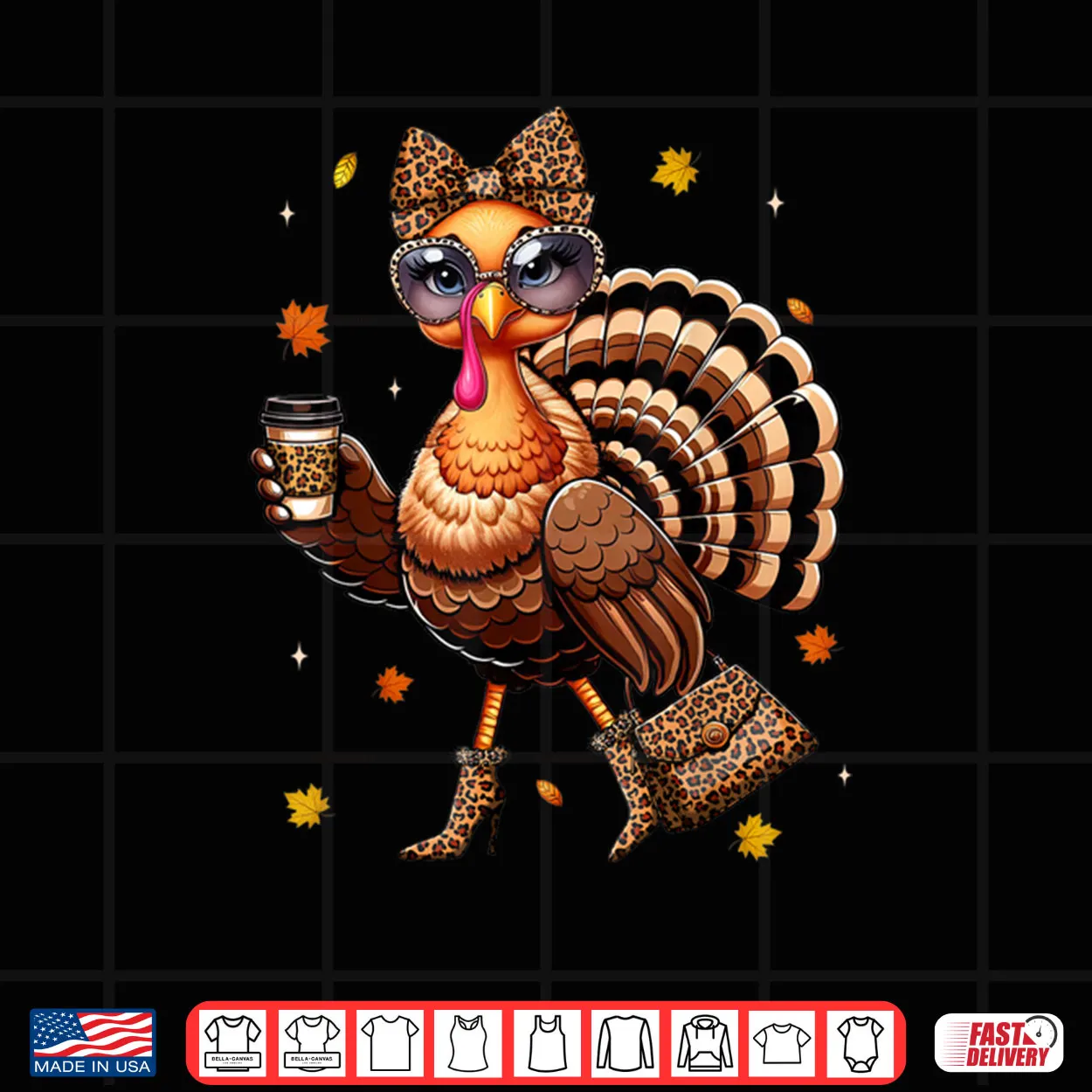 Leopard Turkey Drinking Coffee Thanksgiving Turkey Day Shirt Leopard Turkey Drinking Coffee Thanksgiving Turkey Day Shirt