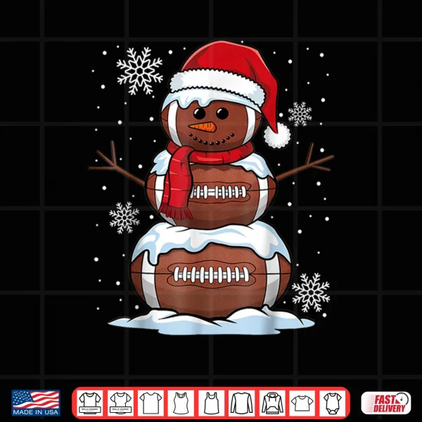Design Merry Christmas Football Snowman Holiday Sports Xmas Pajamas Shirt