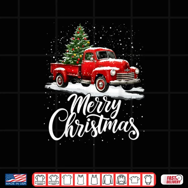 Design Merry Christmas Red Truck Family Matching Shirt