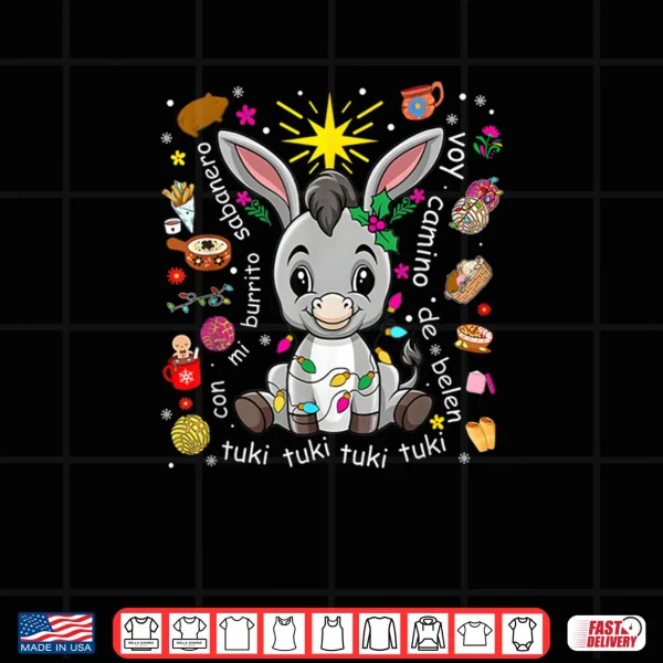 Design Mi Burrito Sabanero Mexican Christmas Donkey Spanish Xmas Shirt