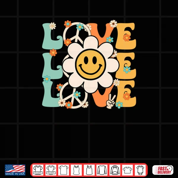 Design Peace Sign Love Flower 60S 70S Tie Dye Hippie Costume Shirt