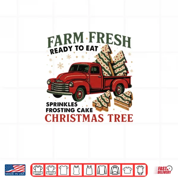 Design Red Truck Farm Fresh Debbie Christmas Cake Holiday Shirt