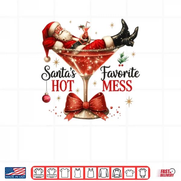 Design Santa Hot Mess Christmas Cocktail Martini Shirt