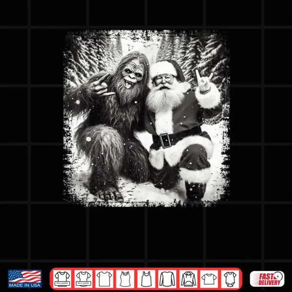 Santa with Bigfoot Christmas Lights Funny Sasquatch Believe Shirt 4 Design Santa with Bigfoot Christmas Lights Funny Sasquatch Believe Shirt