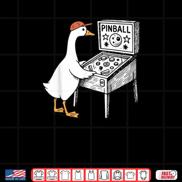 Design Silly Goose Playing Pinball Machine Players Flipping Ball Shirt