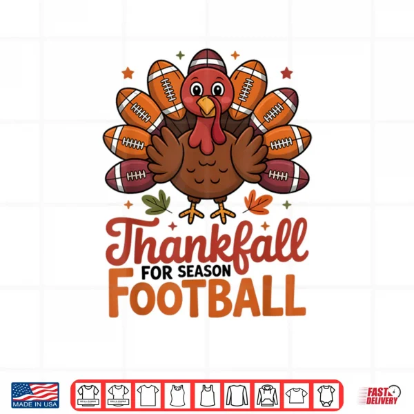 Design Thankful Football Turkey Thanksgiving Fall Shirt