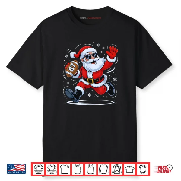 Football Santa 67 Christmas Xmas Holiday Shirt
