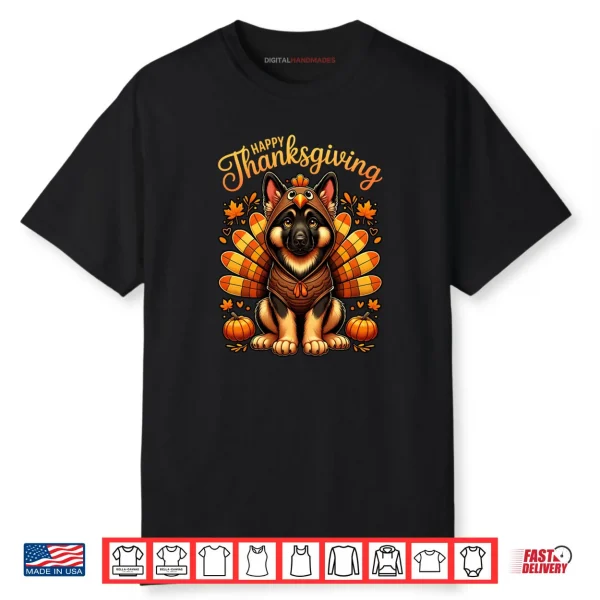 Happy Thanksgiving German Shepherd Dog Turkey Day Fall Shirt