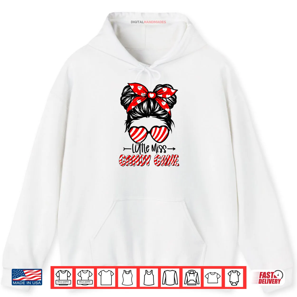 Candy Cane Messy Bun Girl Christmas Xmas Holiday Shirt Candy Cane Messy Bun Girl Christmas Xmas Holiday Shirt