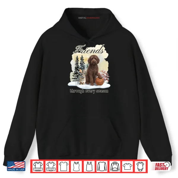 Chocolate Goldendoodle and Friend in Winter Snow Scene Shirt 2 Hoodie Chocolate Goldendoodle and Friend in Winter Snow Scene Shirt