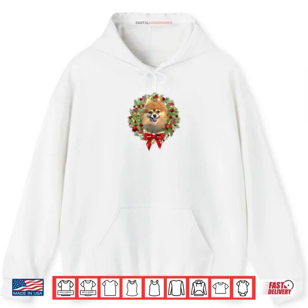 Hoodie God Jul Norwegian Pomeranian Dog Christmas Wreath 2 Shirt